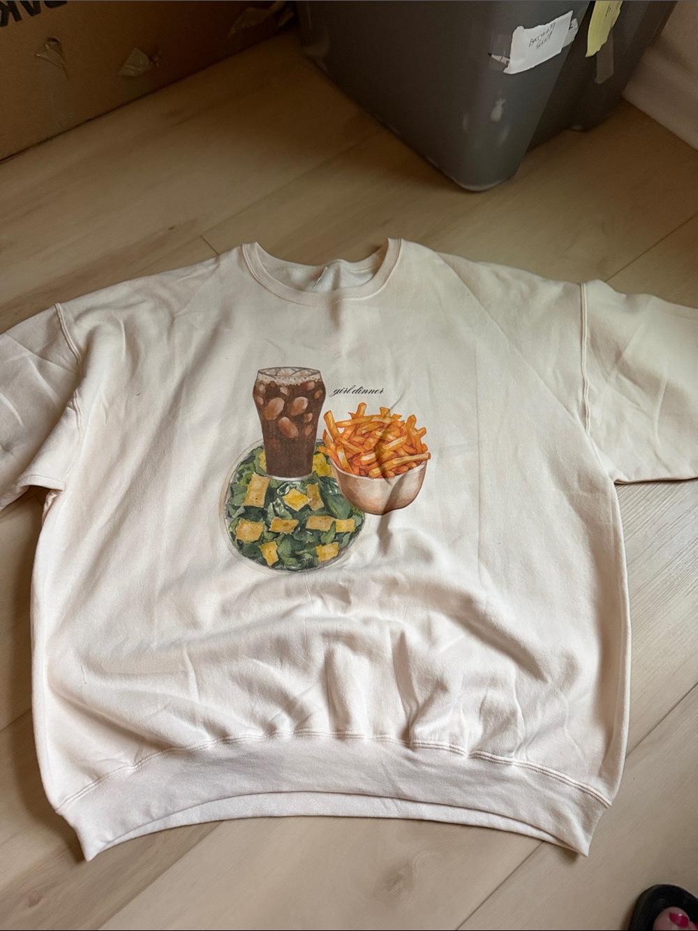 Jerzees Cream Graphic Sweatshirt with Food Illustration
